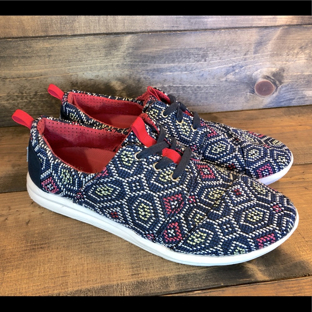 Tom's Blue Embroidered Design Lightweight Sneakers, Women's Size 9